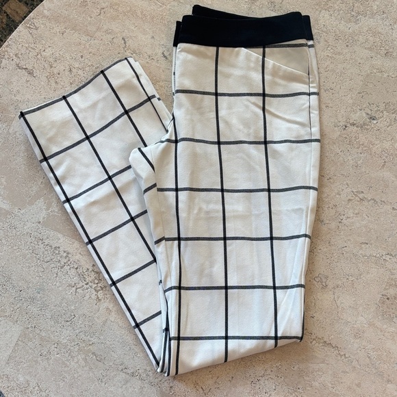 EXPRESS Editor 6R White and Black Grid Pattern plaid business casual Pants - Picture 1 of 5